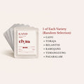 Packaging of elyna coffee drip bag with a selection of coffee varieties on a white background